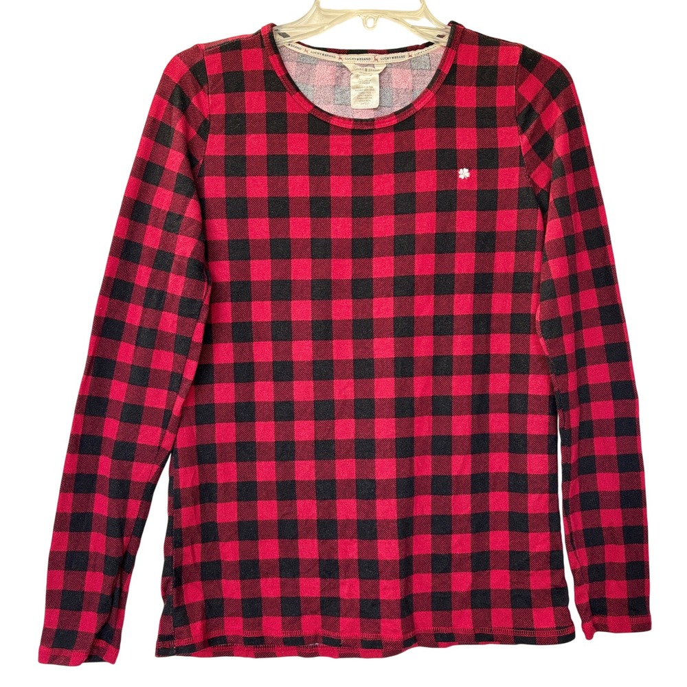 Lucky Brand 2 Piece Pajama Set Womens S Red Black Buffalo Plaid Holiday Classic
